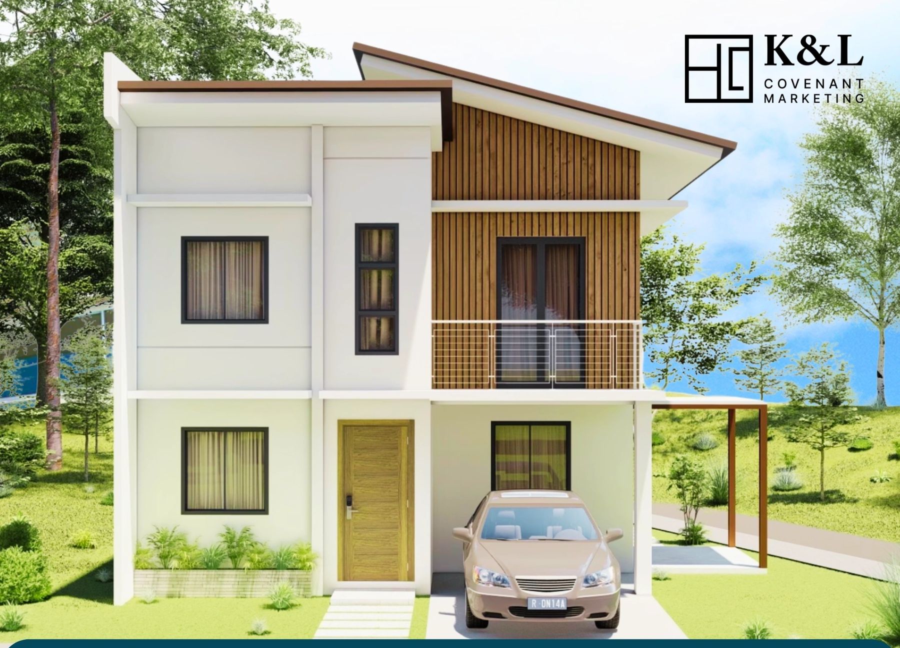Two-storey smart home in Dasmariñas with timber-slat facade